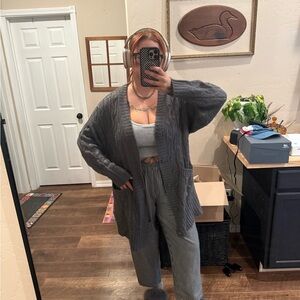 LulaRoe Oversized Gray Cable Knit Cardigan
